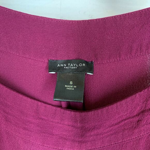 Ann Taylor Top S Purple Textured Crepe Tank Cami Semi Sheer Square Neck Summer - Picture 3 of 3